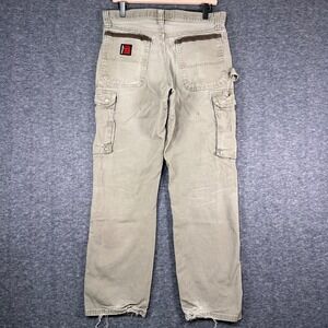 Wrangler Riggs Workwear Men Khaki Cargo Pants Size 32x32 Relaxed Fit Durable